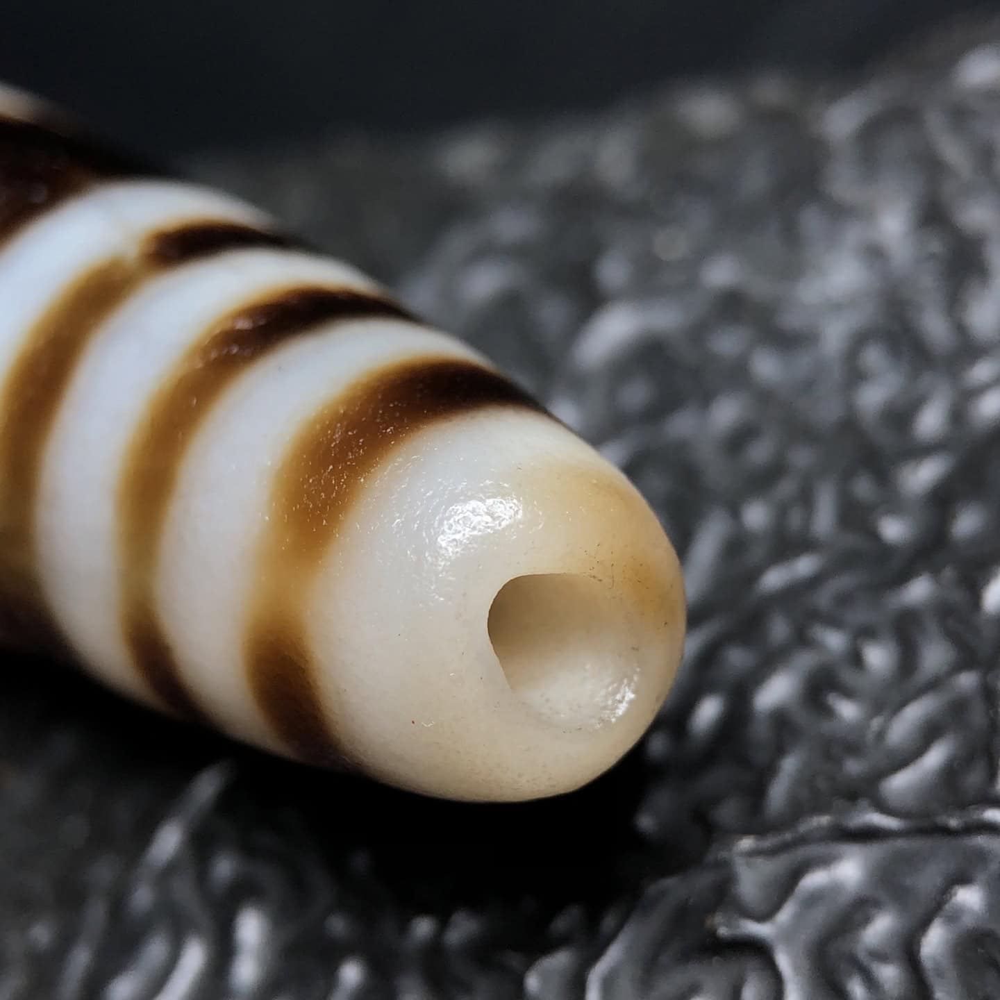 Chinese Natural Jade Carved Dzi beads