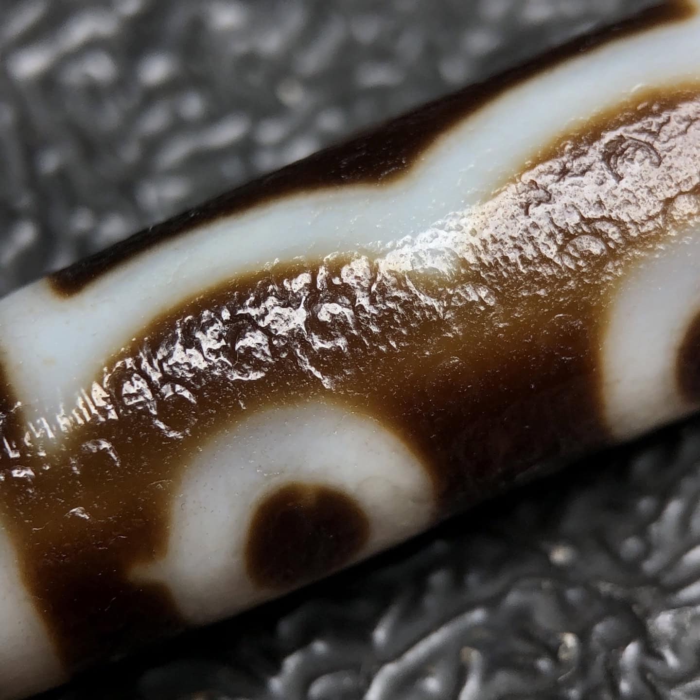 Chinese Natural Jade Carved Dzi beads