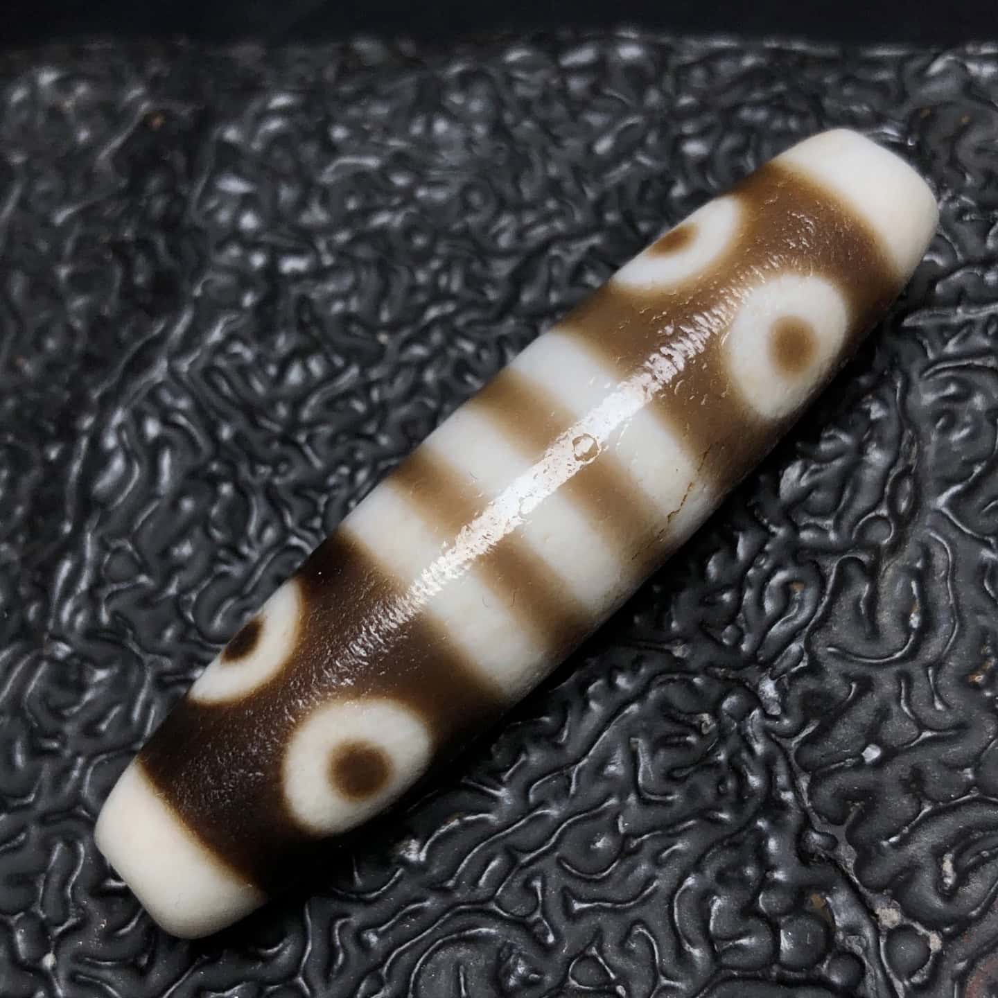 Chinese Natural Jade Carved Dzi beads