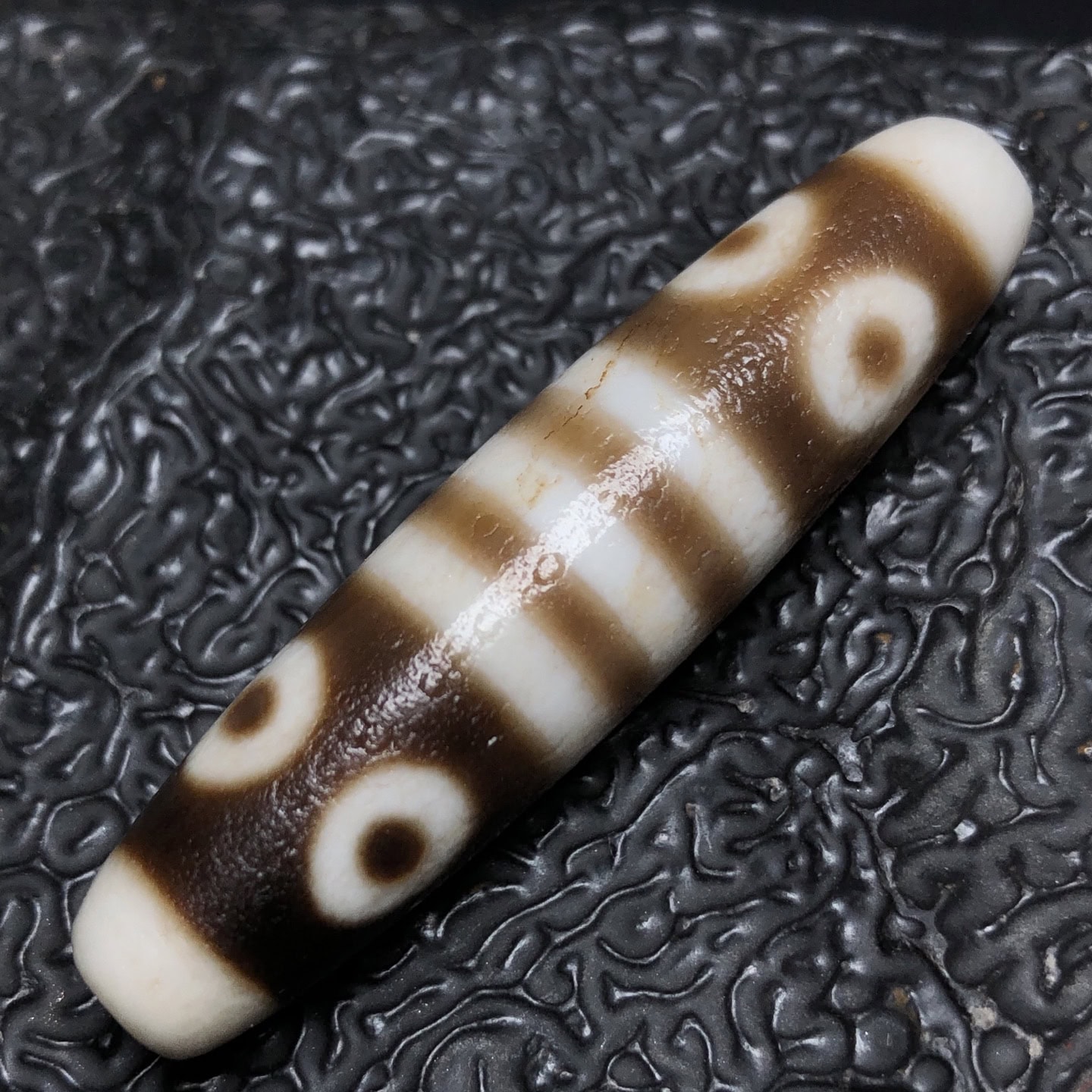 Chinese Natural Jade Carved Dzi beads