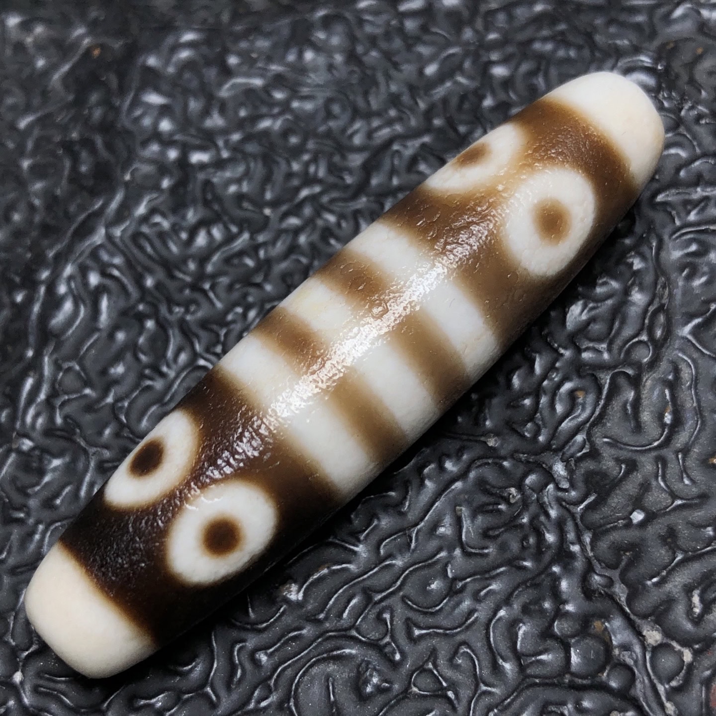 Chinese Natural Jade Carved Dzi beads