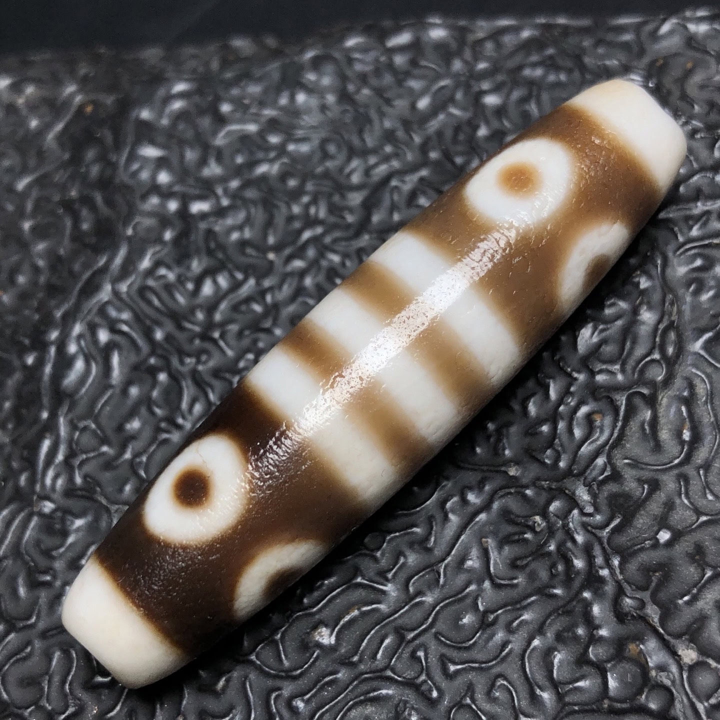 Chinese Natural Jade Carved Dzi beads
