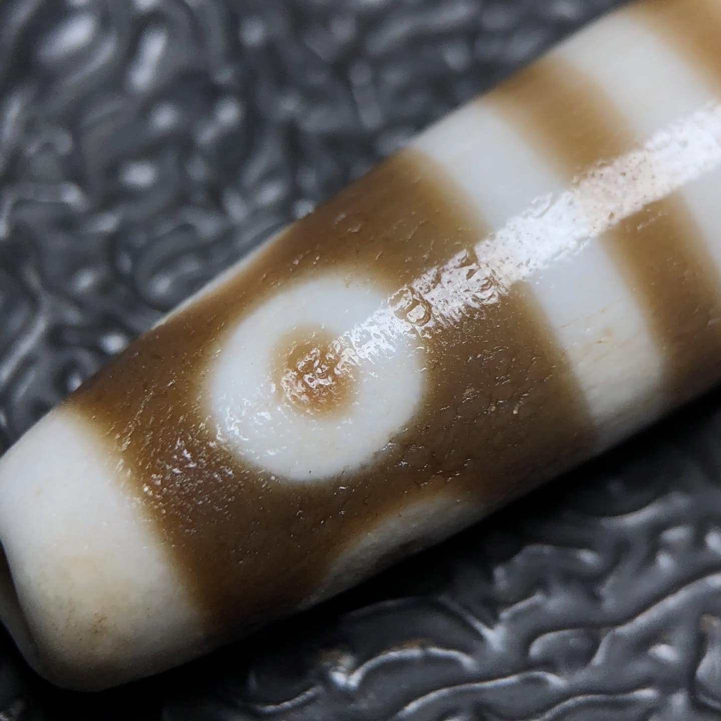 Chinese Natural Jade Carved Dzi beads