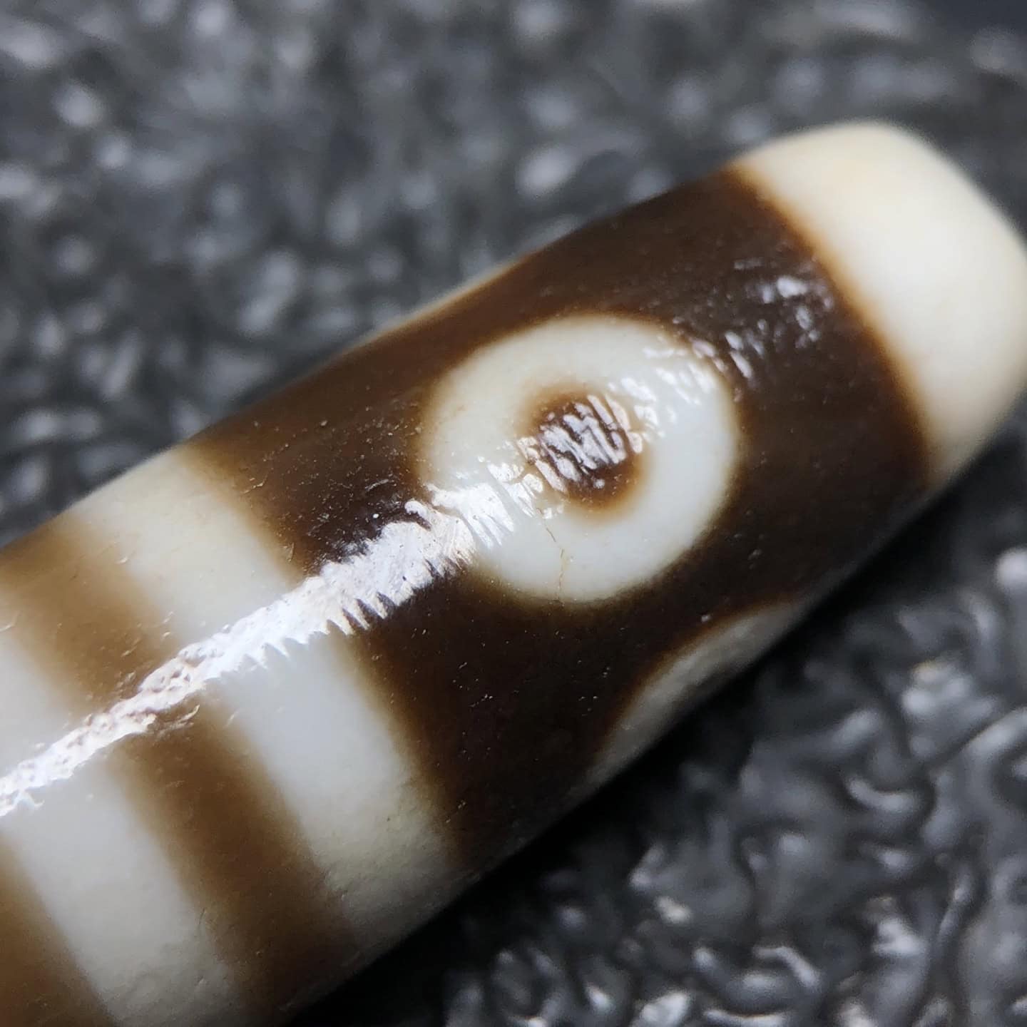 Chinese Natural Jade Carved Dzi beads