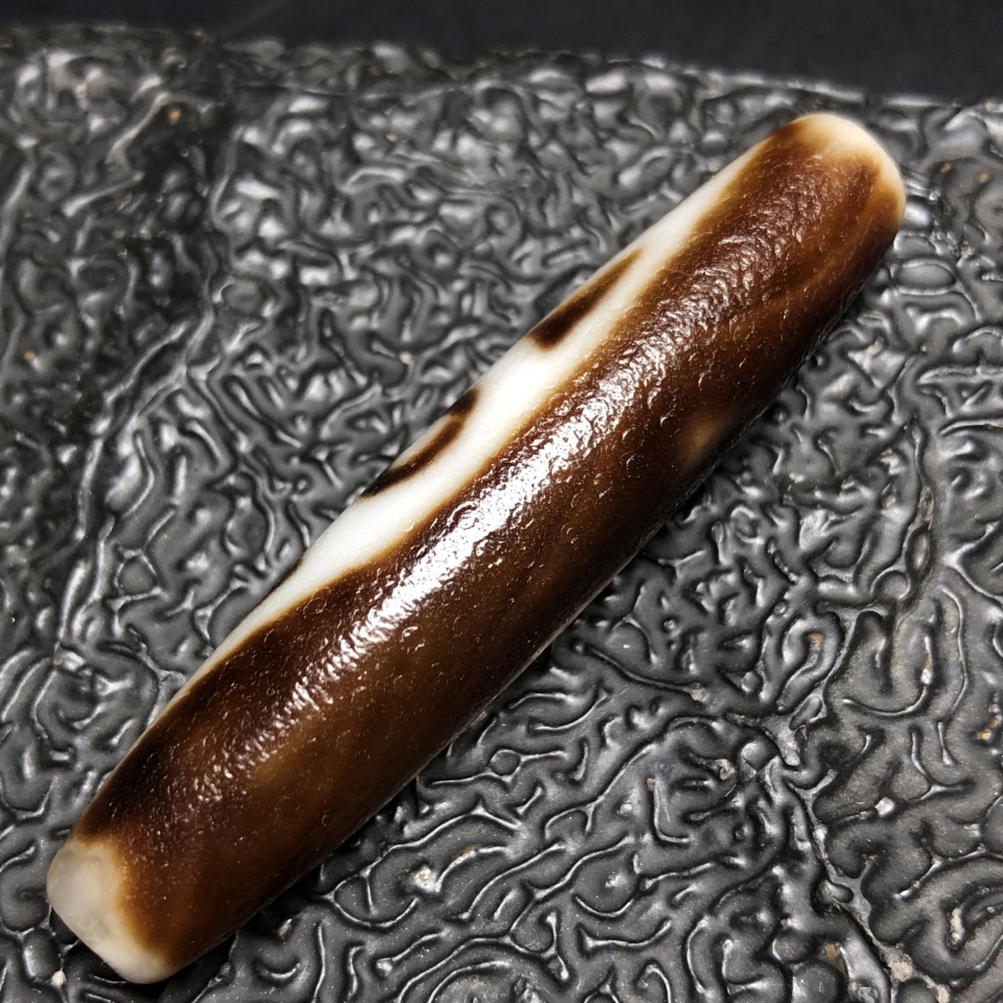 Chinese Natural Jade Carved Dzi beads