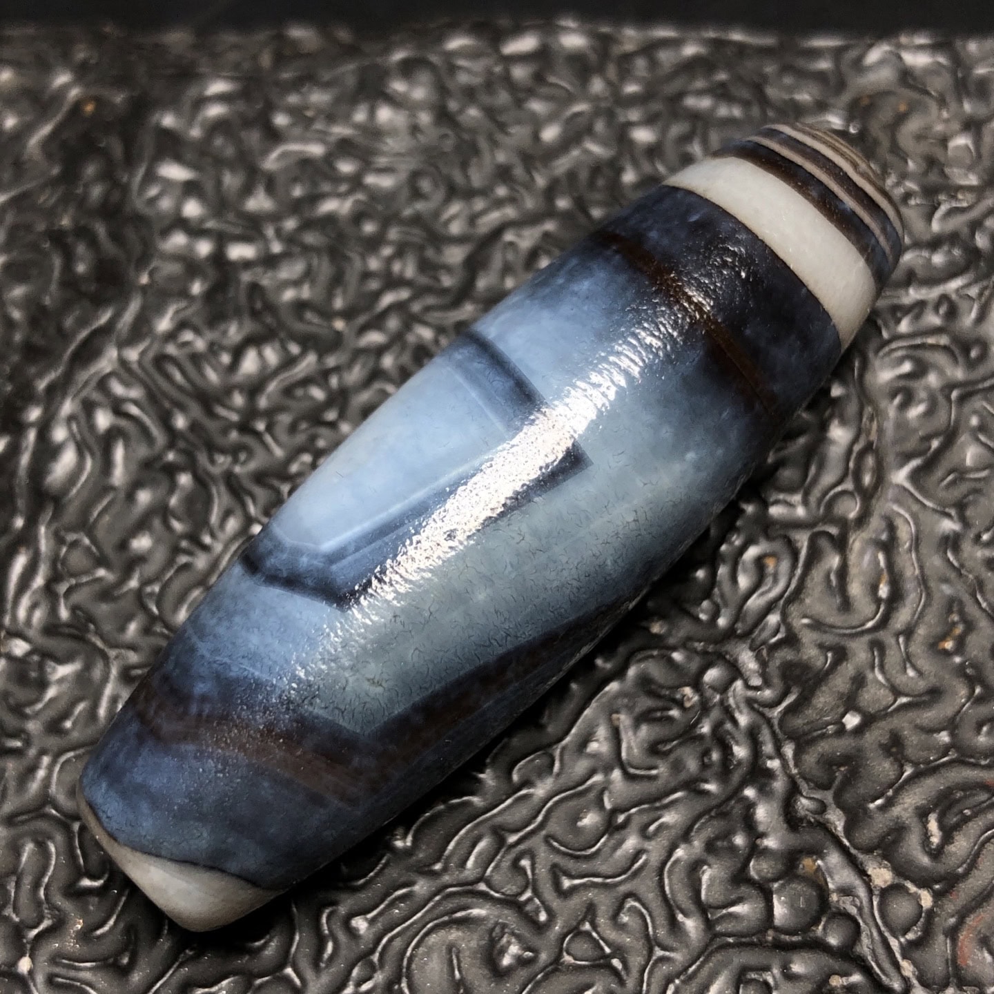 Chinese Natural Jade Carved Dzi beads