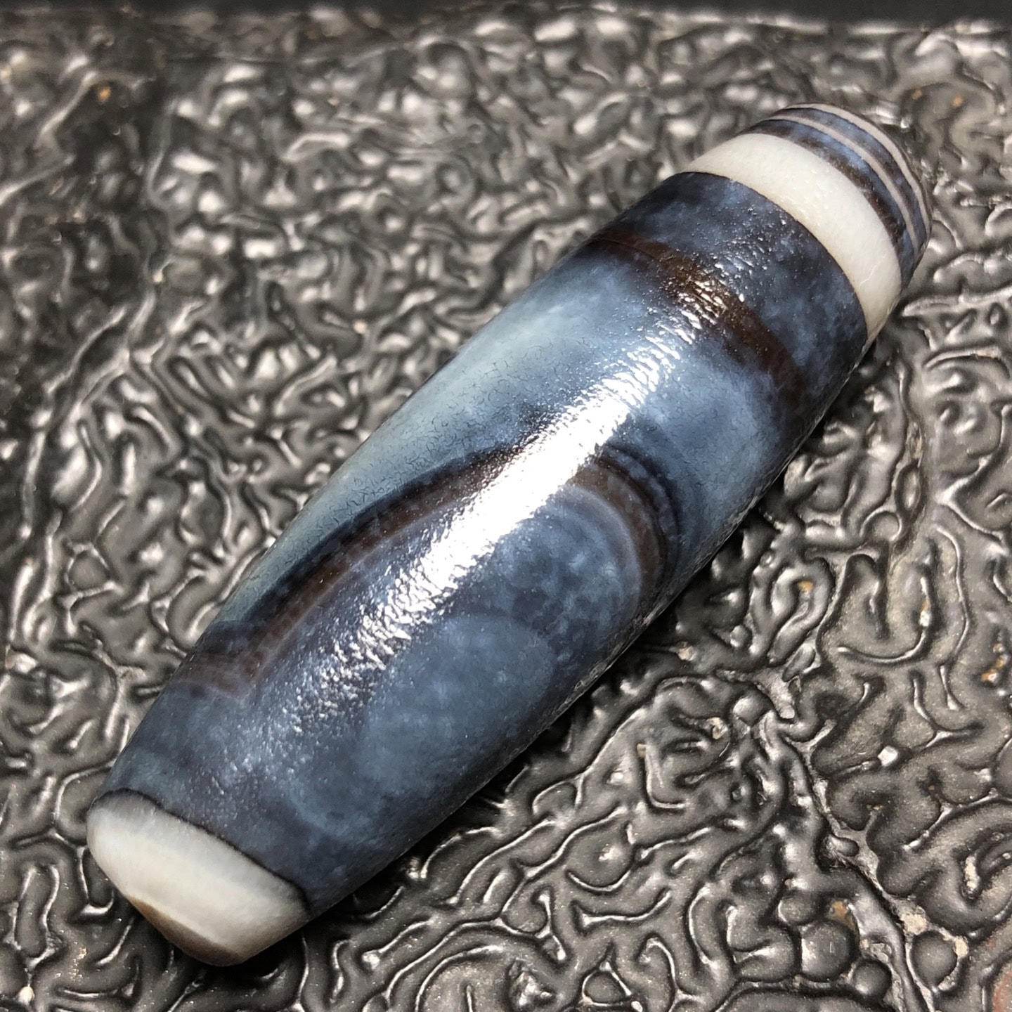 Chinese Natural Jade Carved Dzi beads