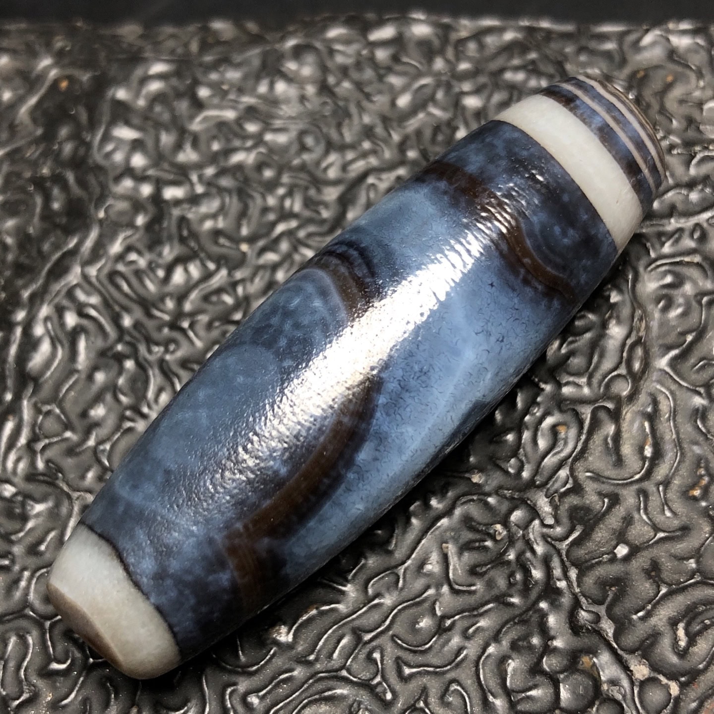 Chinese Natural Jade Carved Dzi beads