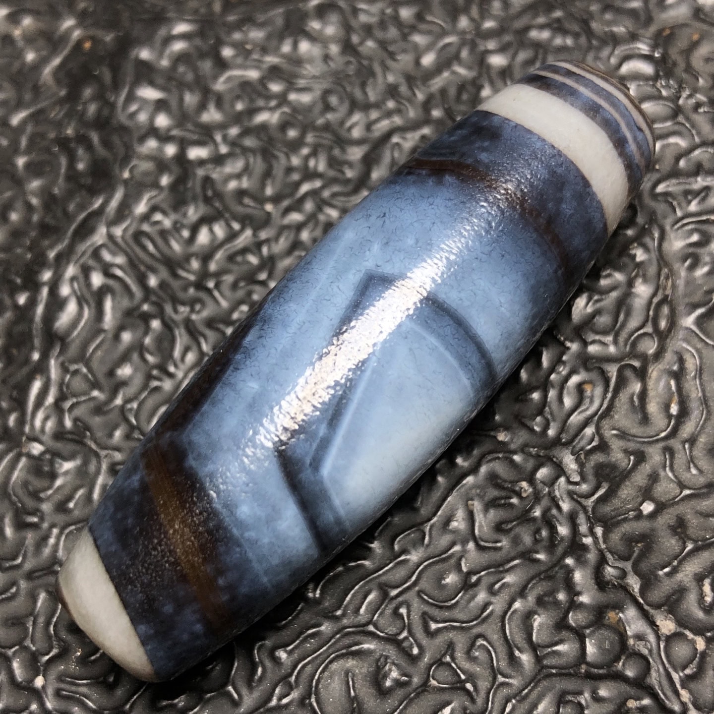 Chinese Natural Jade Carved Dzi beads