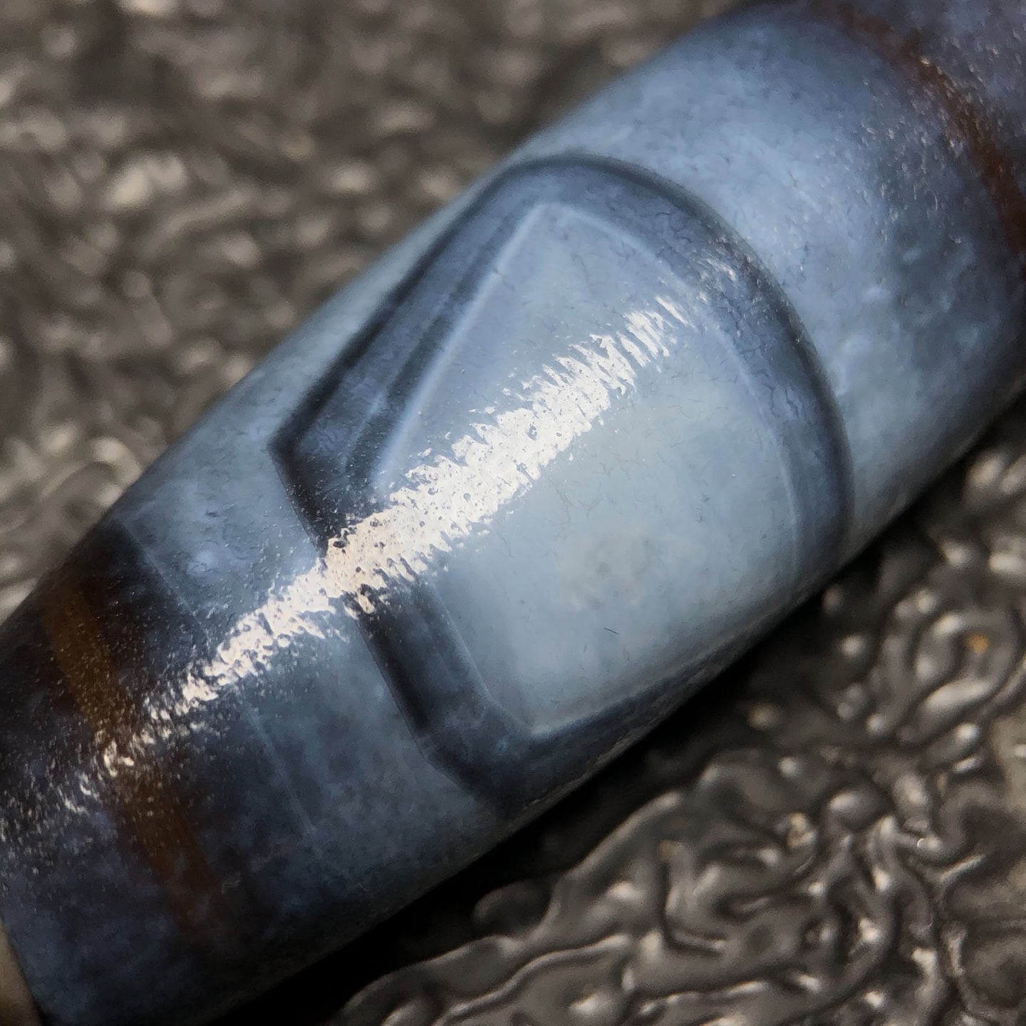 Chinese Natural Jade Carved Dzi beads