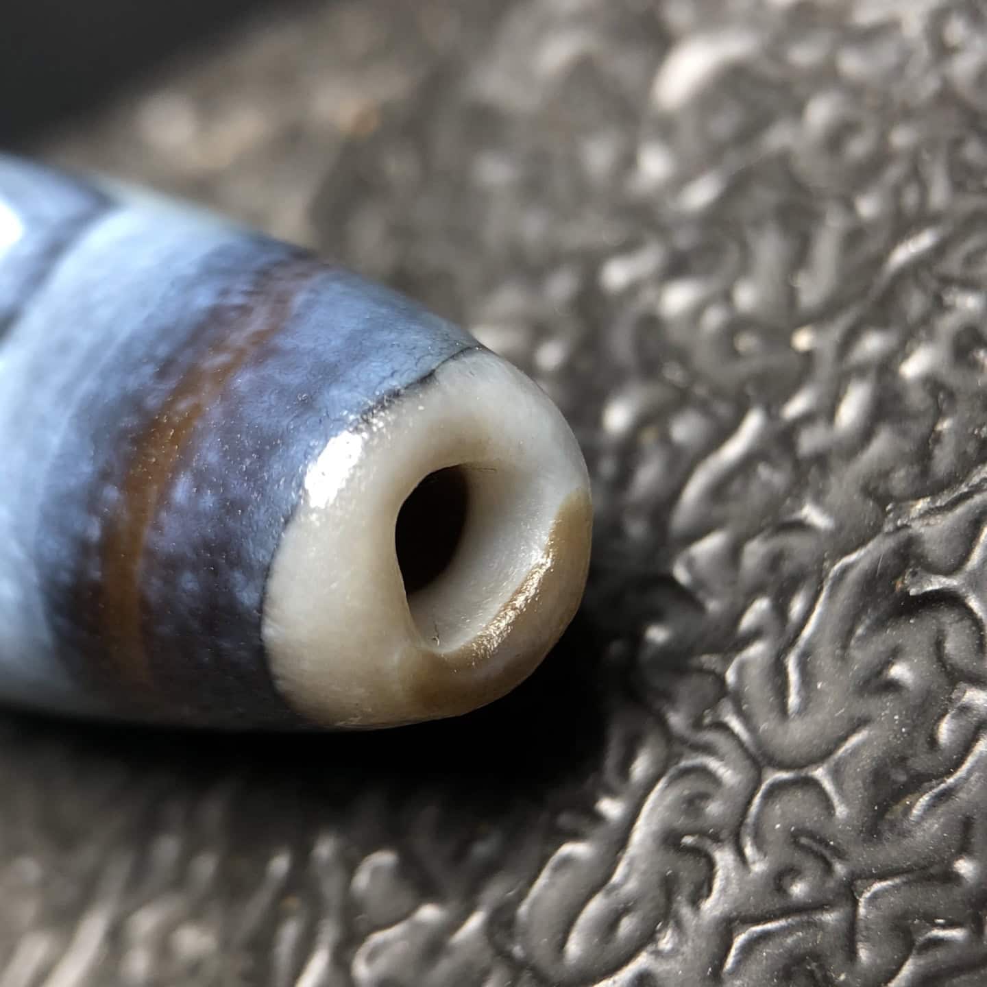 Chinese Natural Jade Carved Dzi beads