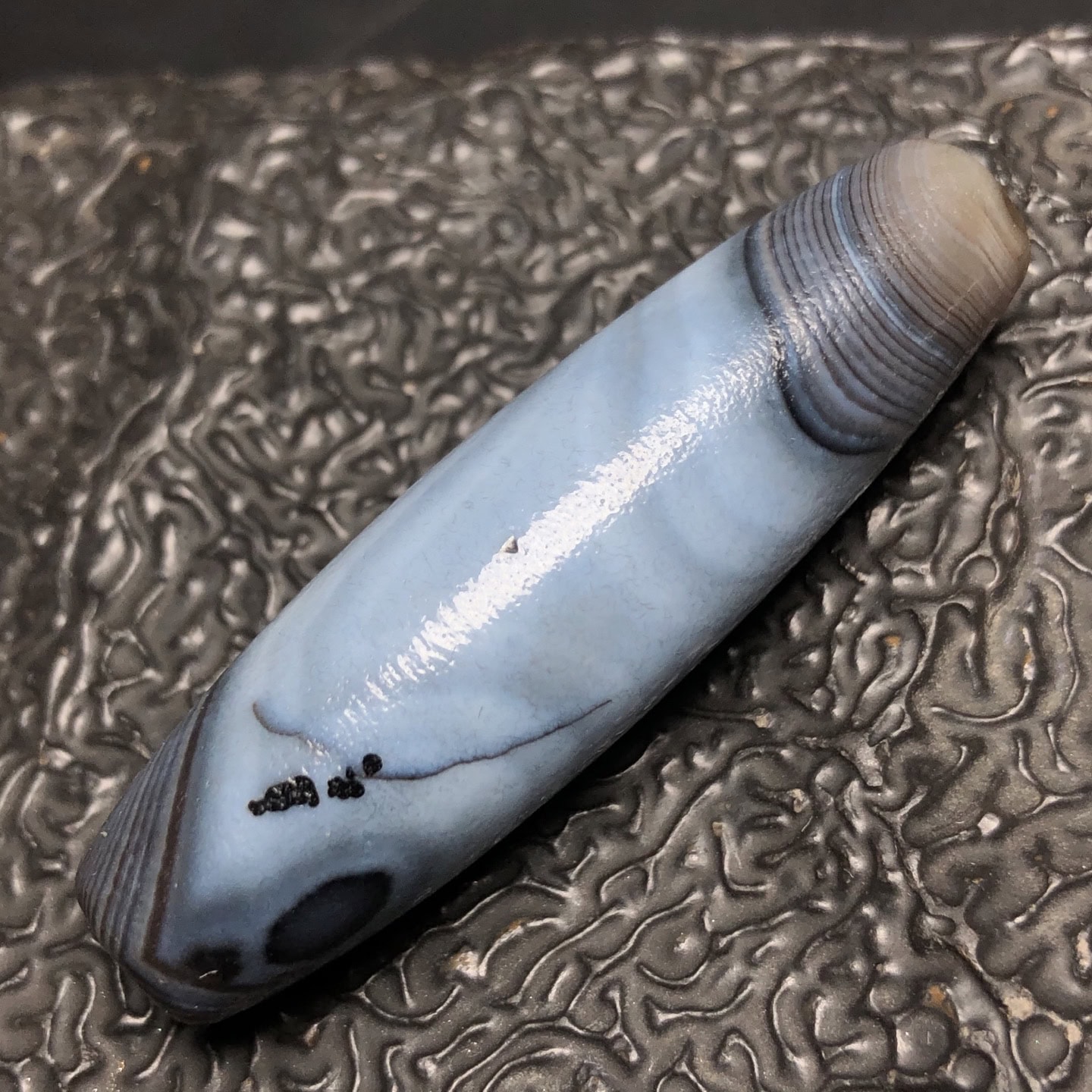 Chinese Natural Jade Carved Dzi beads