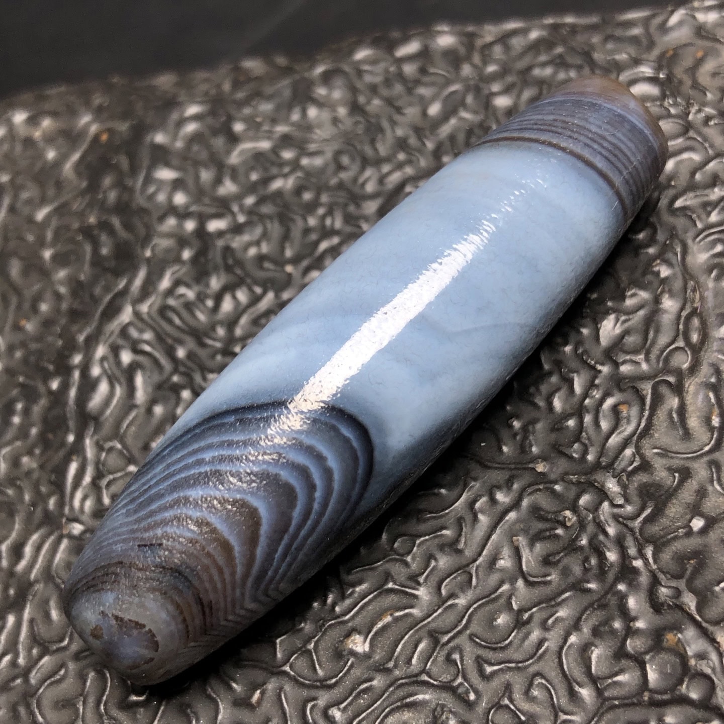 Chinese Natural Jade Carved Dzi beads