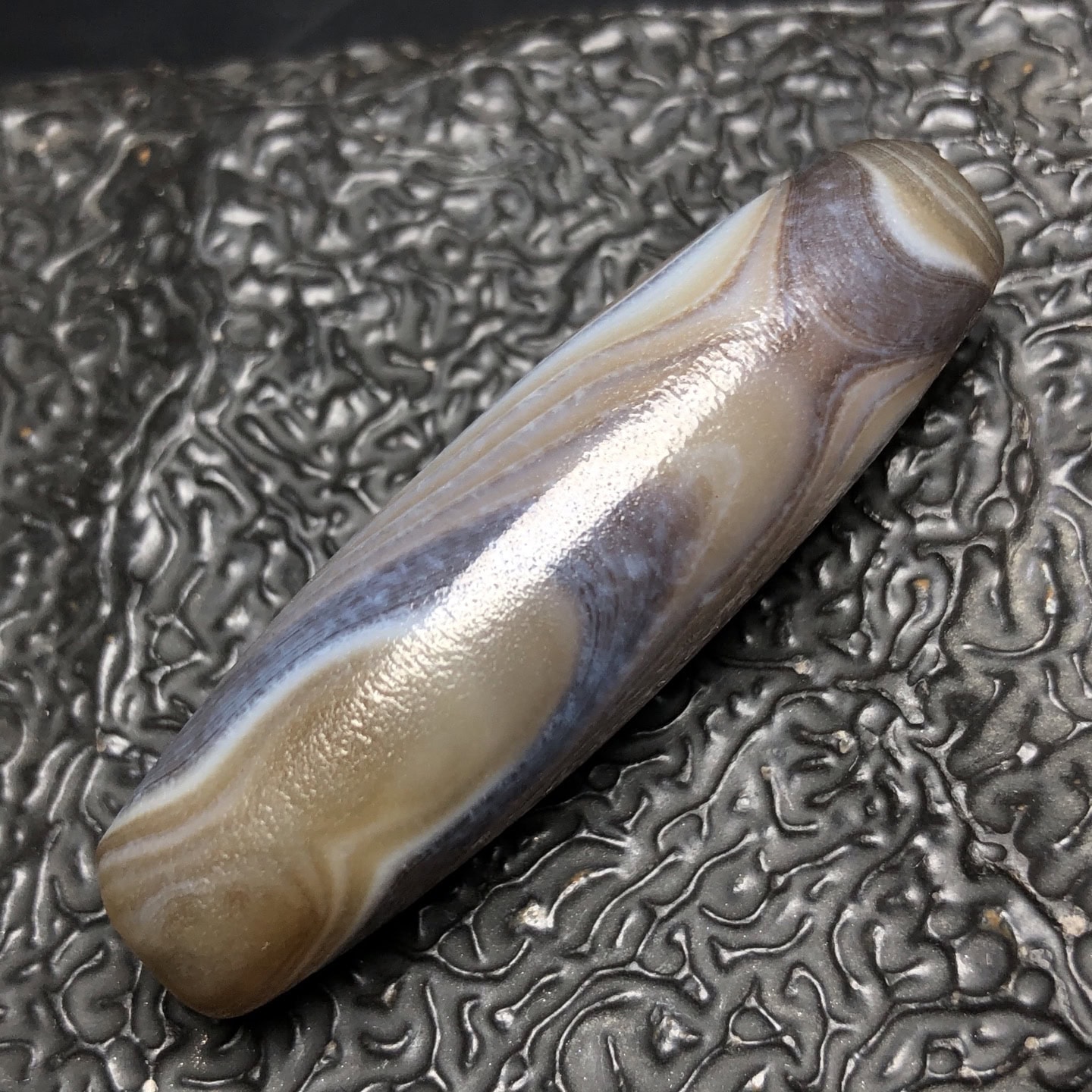 Chinese Natural Jade Carved Dzi beads