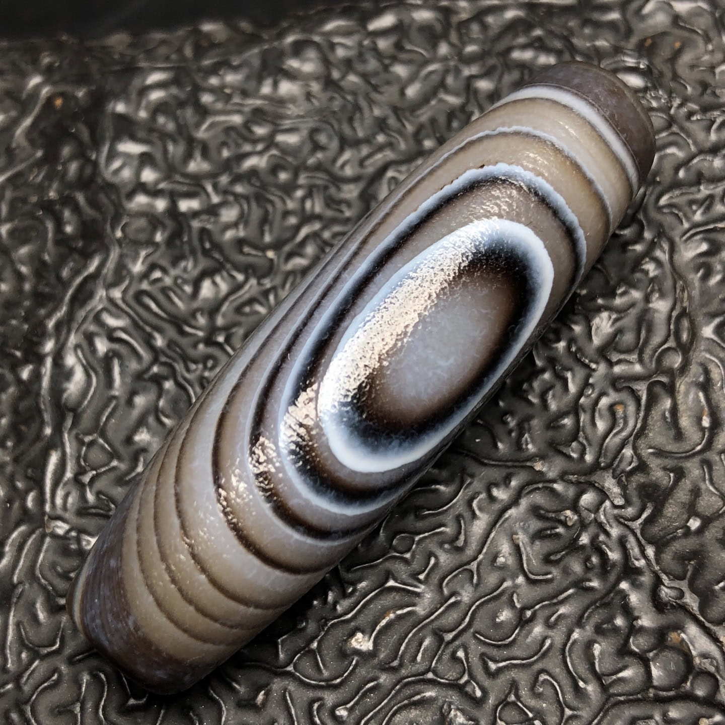 Chinese Natural Jade Carved Dzi beads