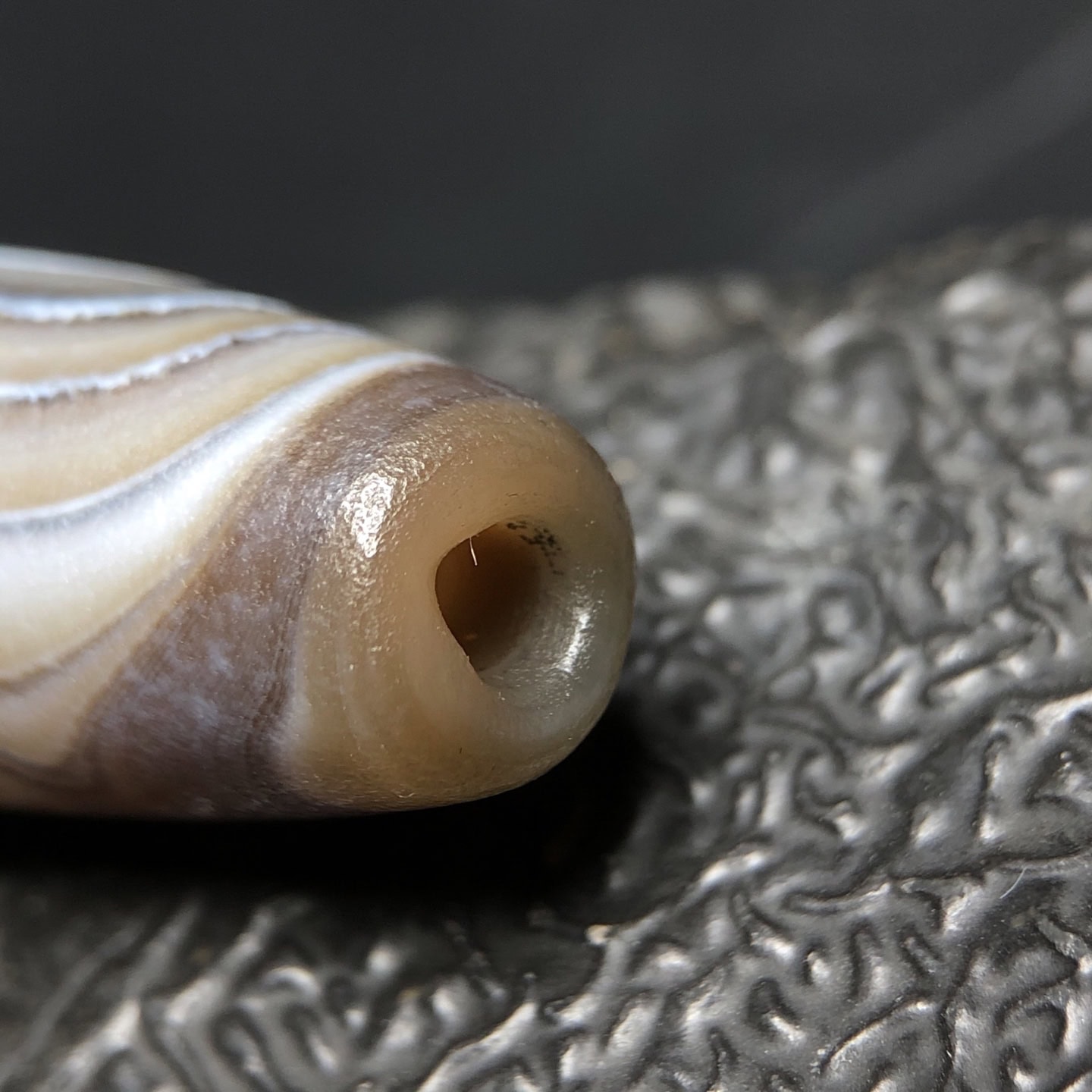 Chinese Natural Jade Carved Dzi beads