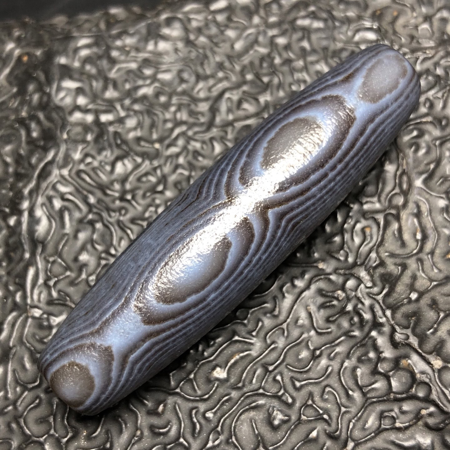 Chinese Natural Jade Carved Dzi beads
