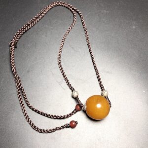 Chinese Natural Jade Carved Yellow bead