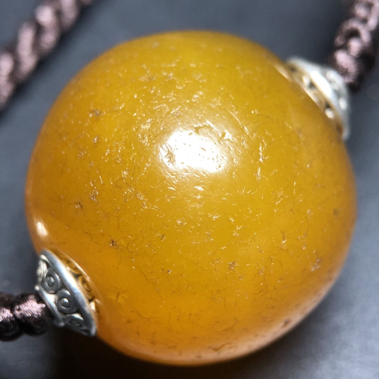 Chinese Natural Jade Carved Yellow bead