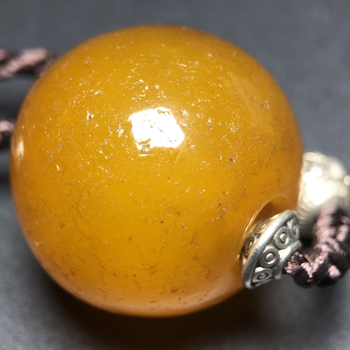 Chinese Natural Jade Carved Yellow bead