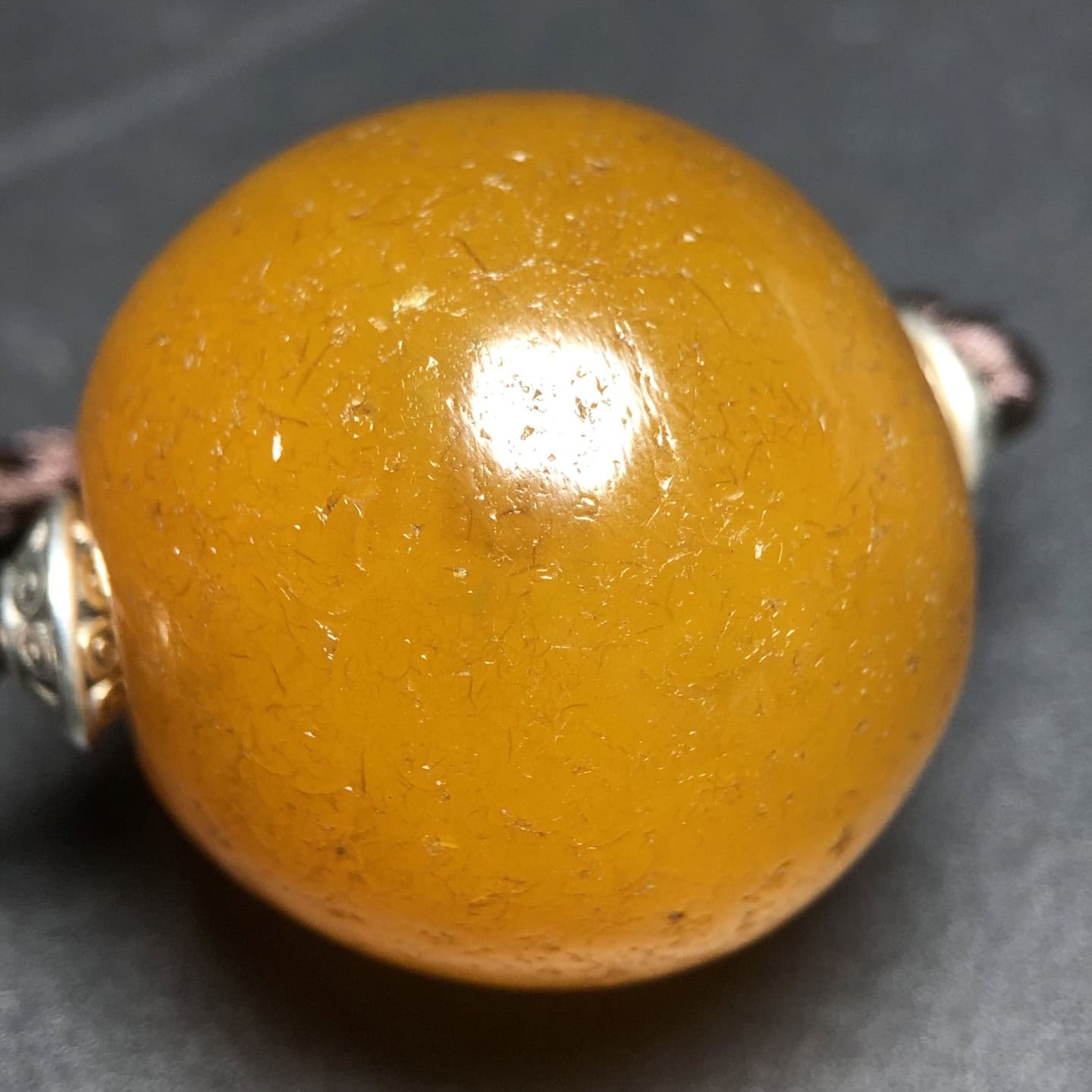 Chinese Natural Jade Carved Yellow bead