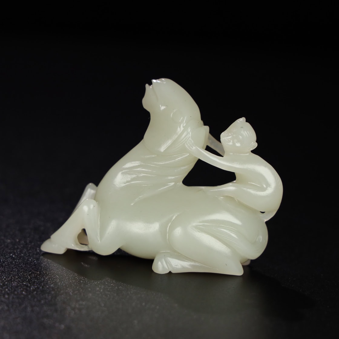 Chinese Natural Jade Carved horse Sealing hand pieces