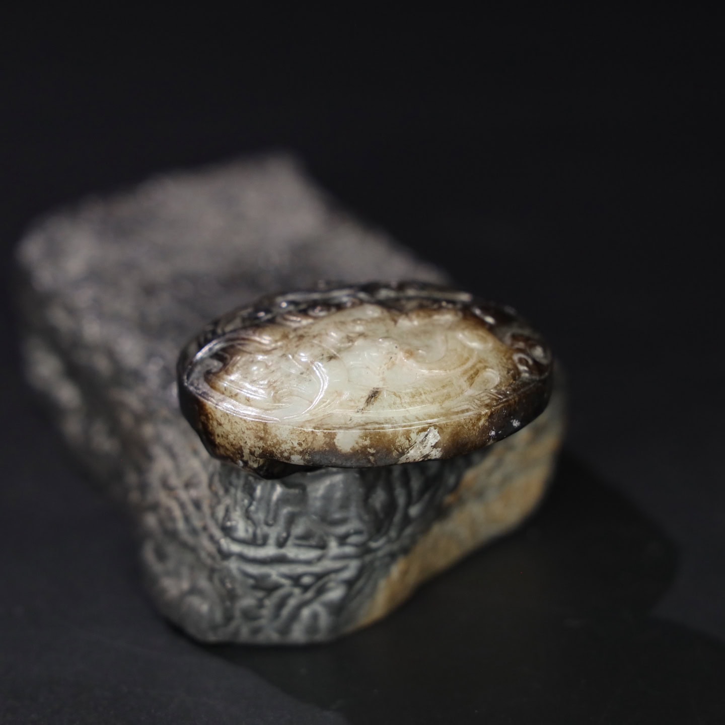 Chinese Natural Jade Carved belt buckle