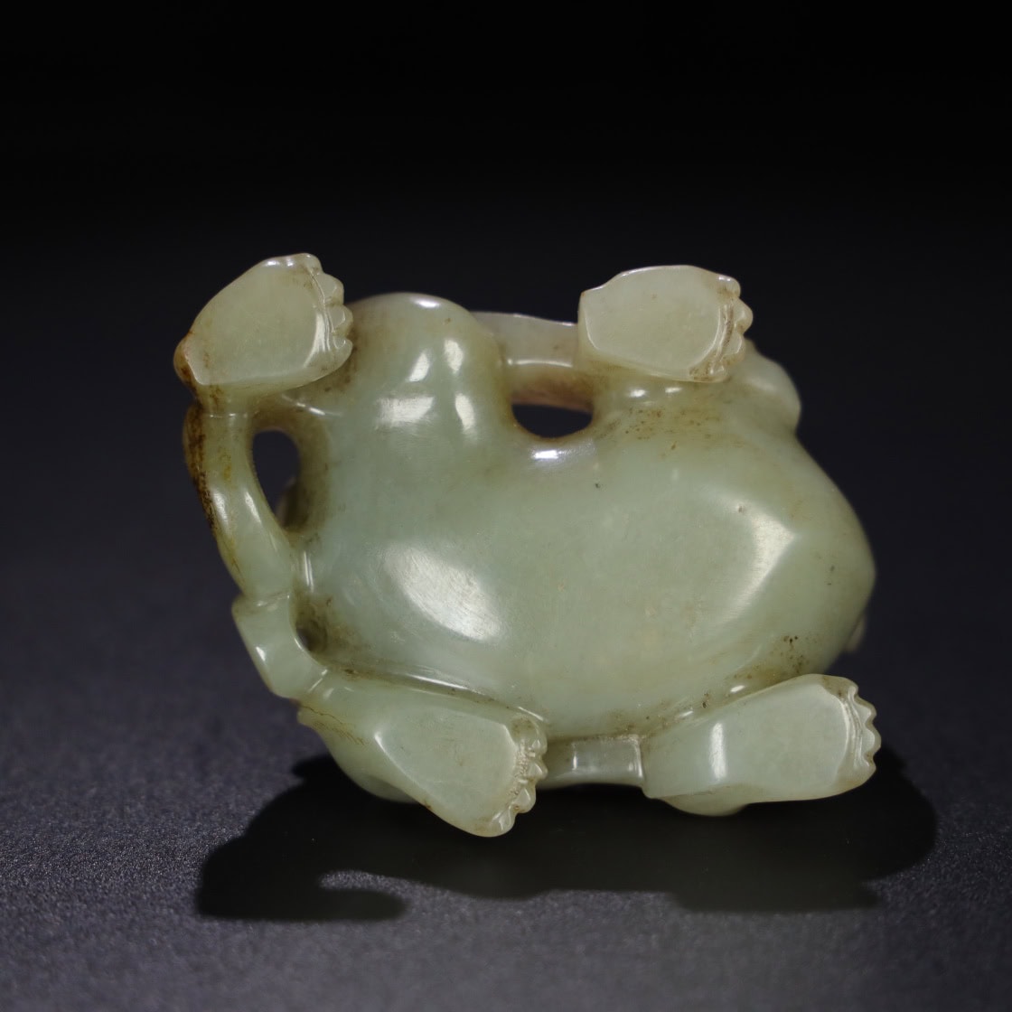 Chinese Natural Jade Carved Feathered Man and Beast