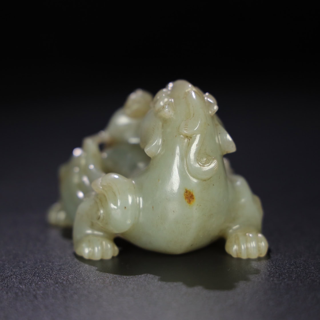 Chinese Natural Jade Carved Feathered Man and Beast