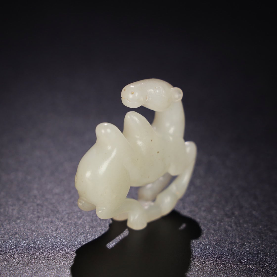 Chinese Natural Jade Carved camel handles