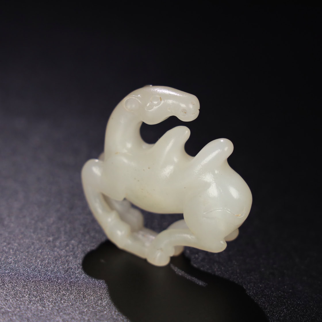 Chinese Natural Jade Carved camel handles