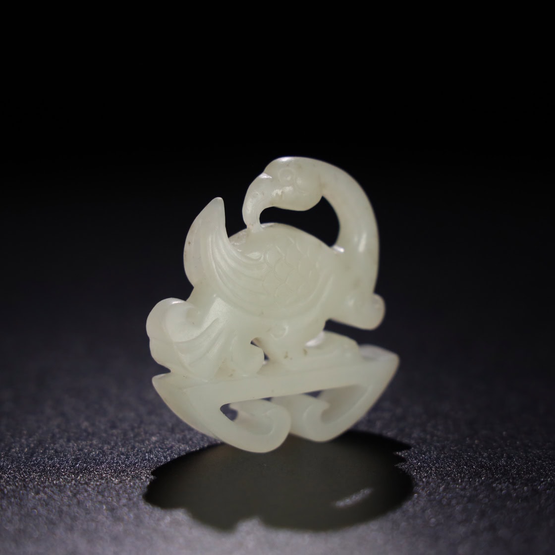 Chinese Natural Jade Carved bird handles