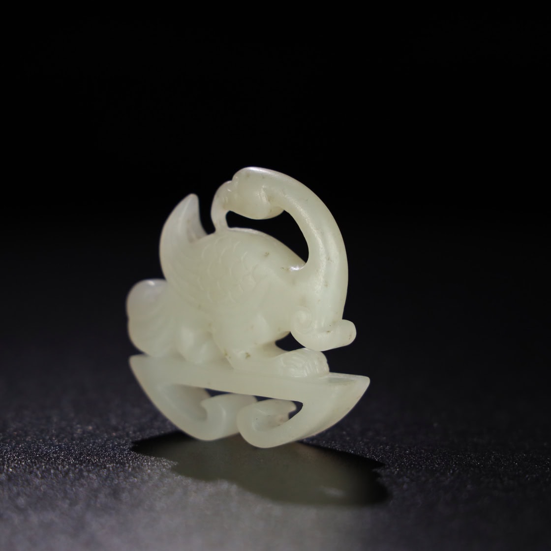 Chinese Natural Jade Carved bird handles