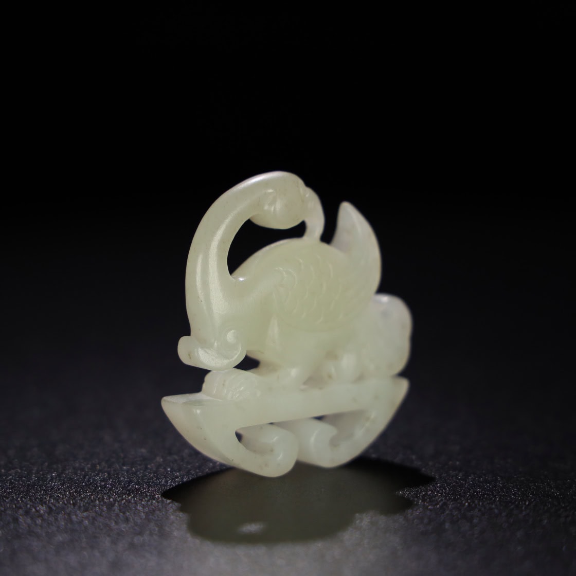 Chinese Natural Jade Carved bird handles