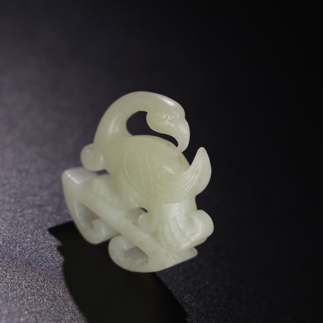 Chinese Natural Jade Carved bird handles