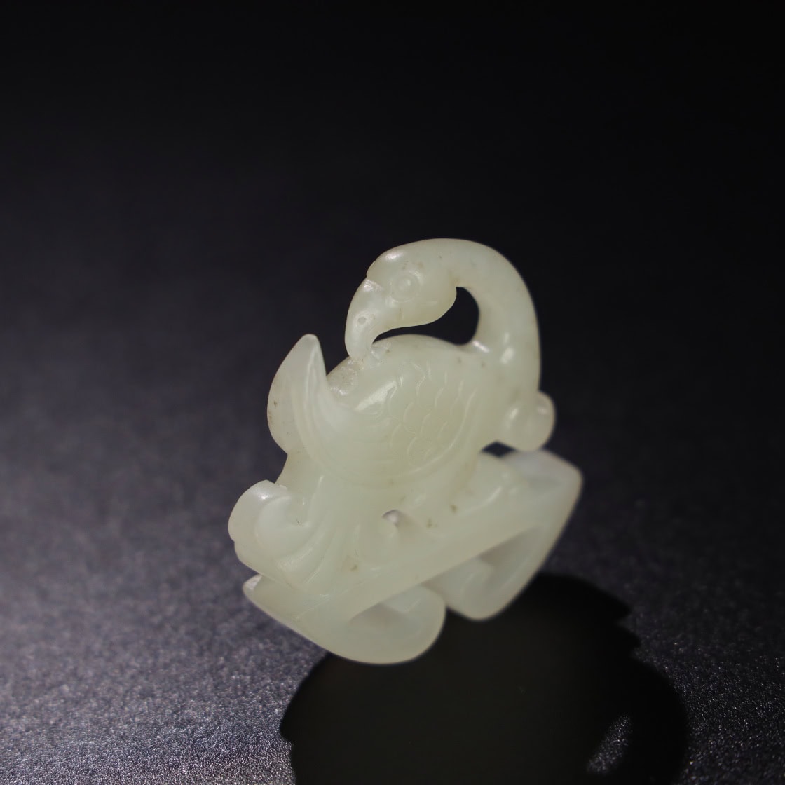 Chinese Natural Jade Carved bird handles