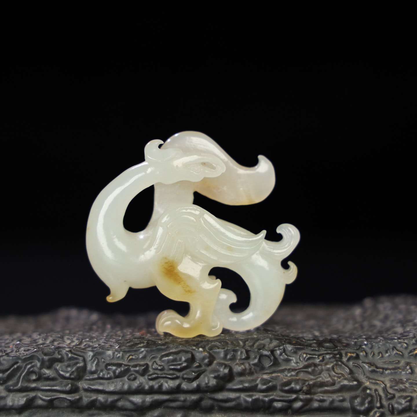 Chinese Natural Jade Carved bird handles