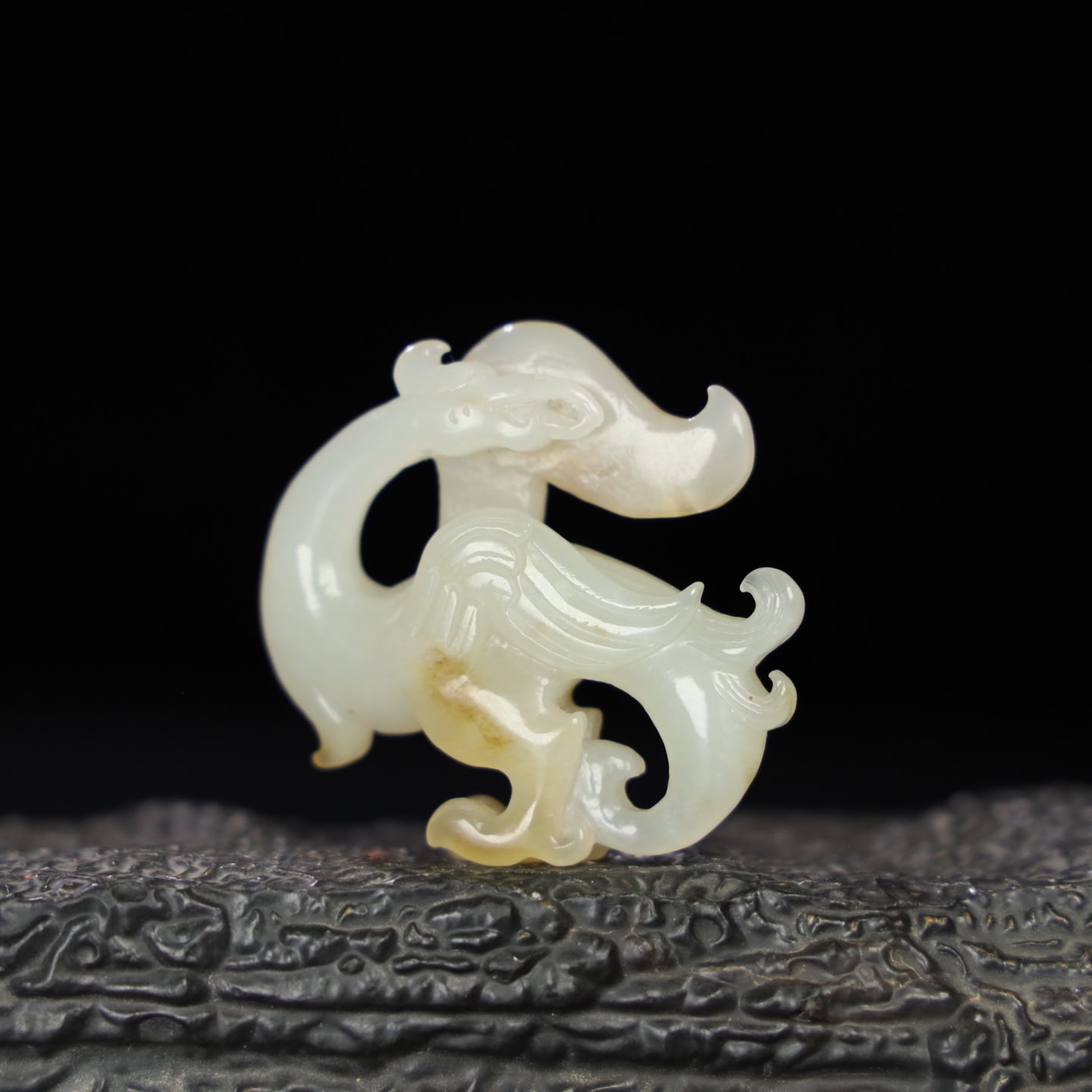Chinese Natural Jade Carved bird handles