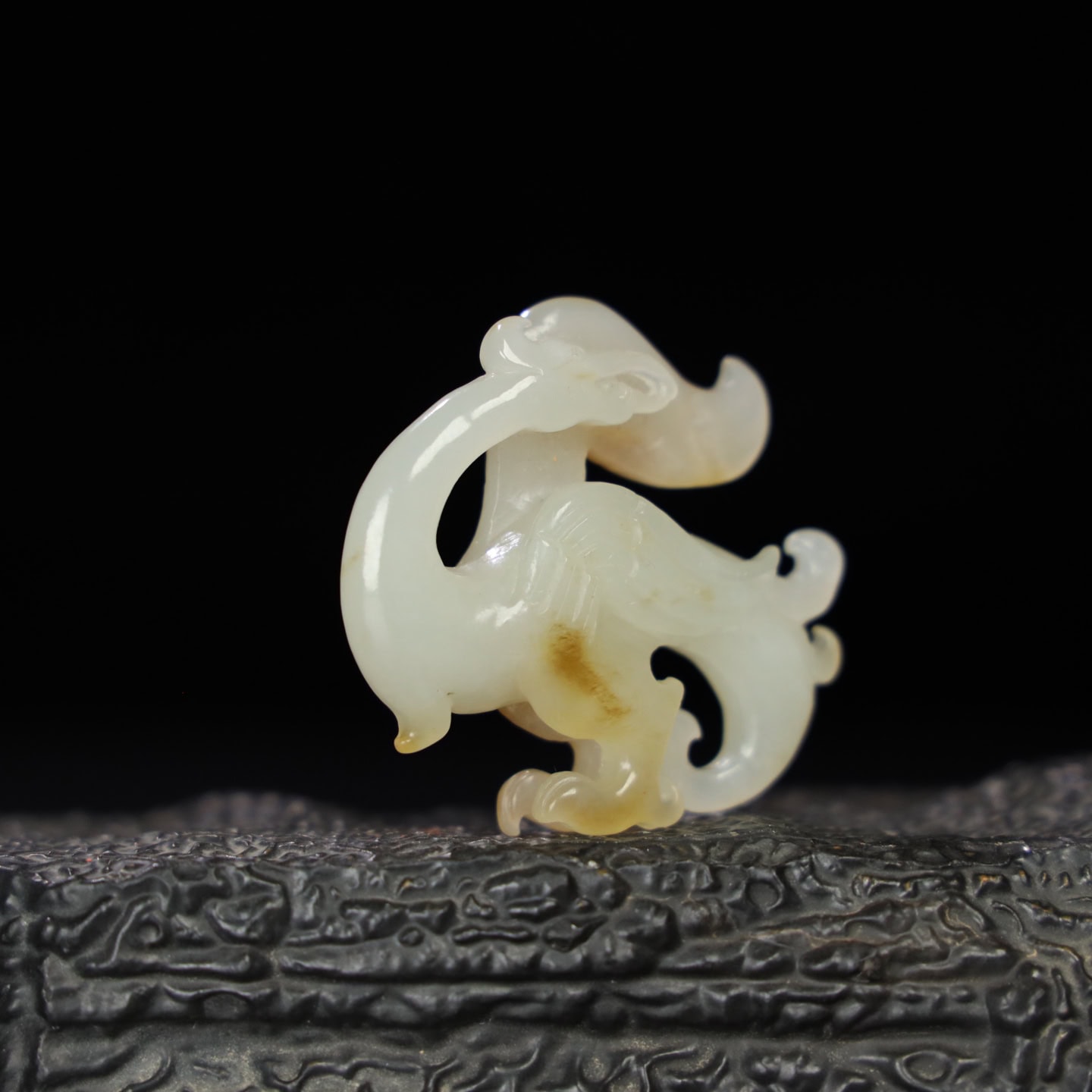 Chinese Natural Jade Carved bird handles