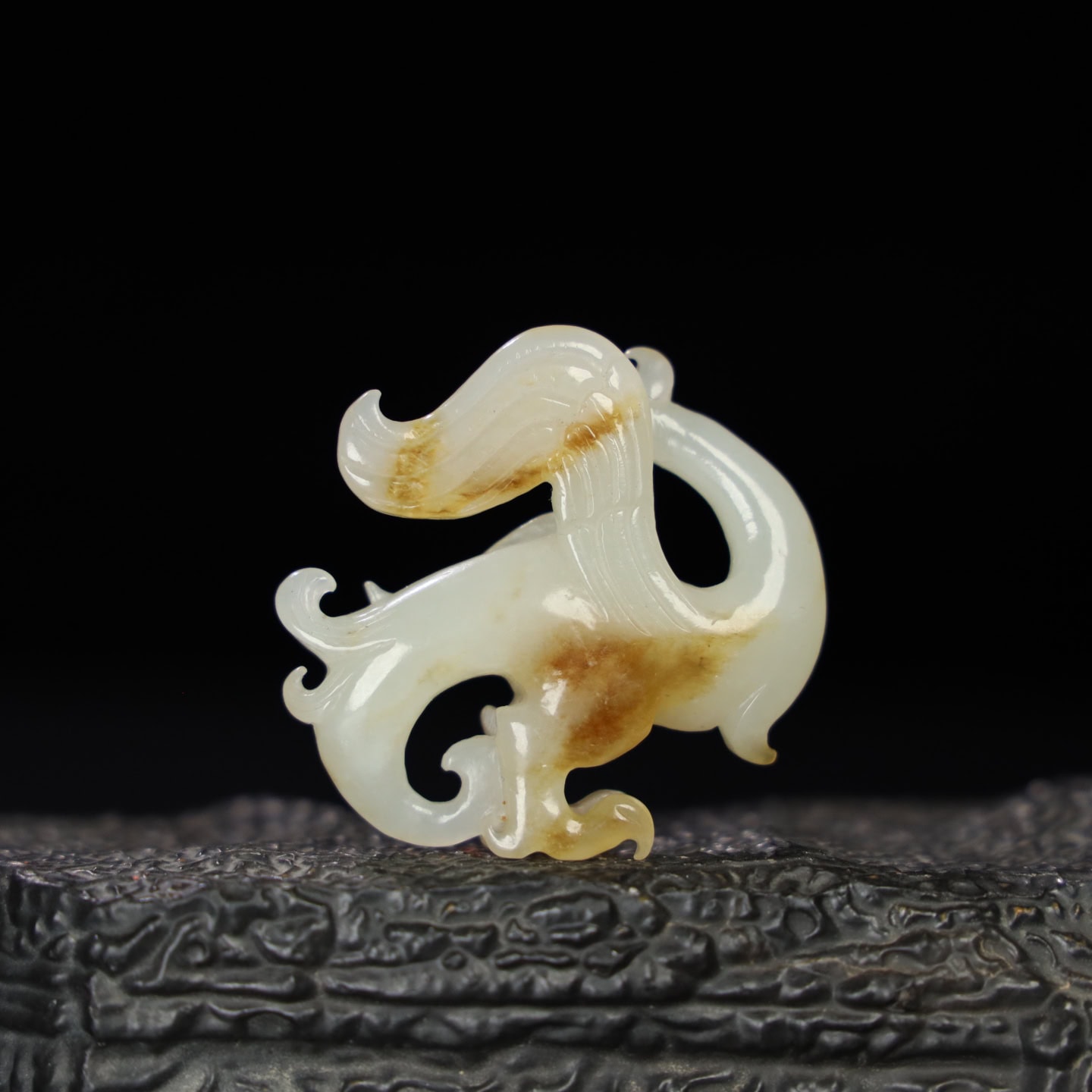 Chinese Natural Jade Carved bird handles