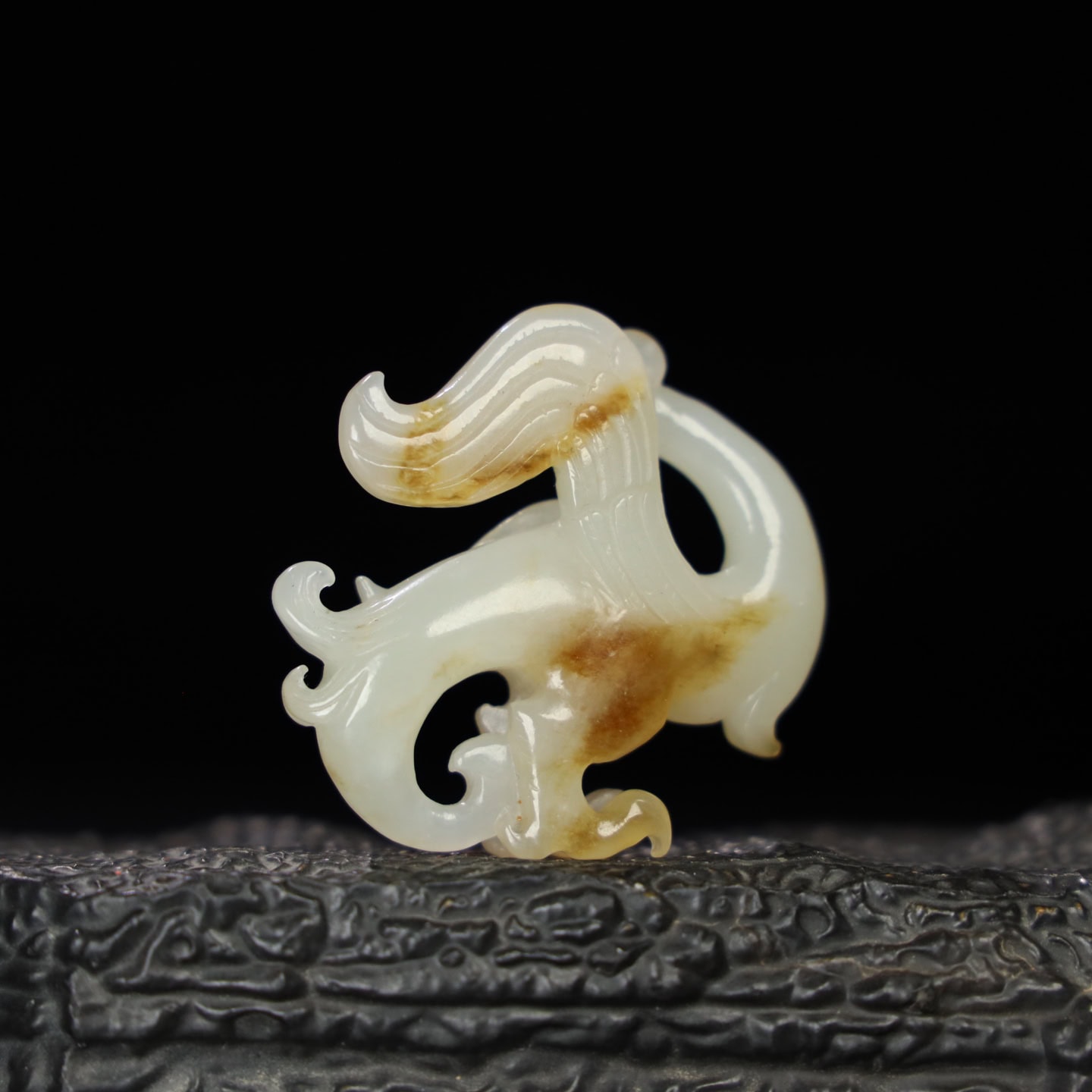 Chinese Natural Jade Carved bird handles