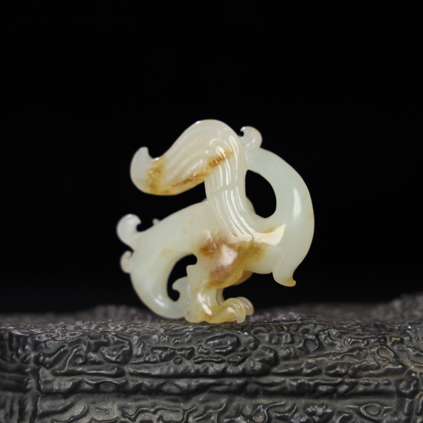 Chinese Natural Jade Carved bird handles