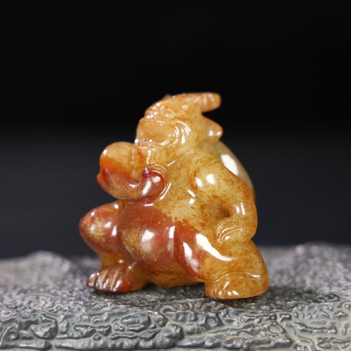 Chinese Natural Jade Carved Bear
