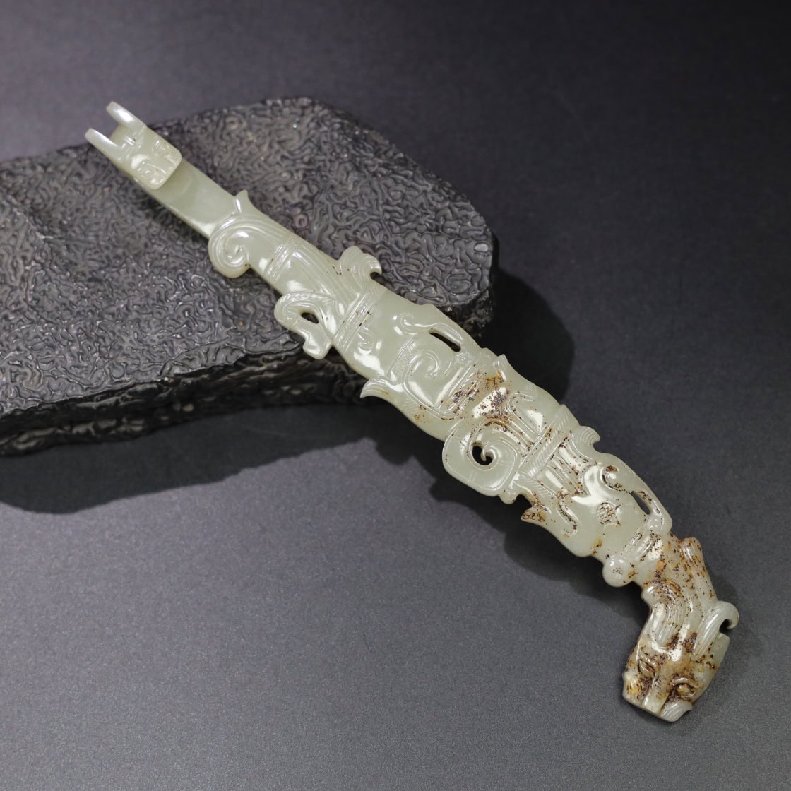 Chinese Natural Jade Carved Hooks