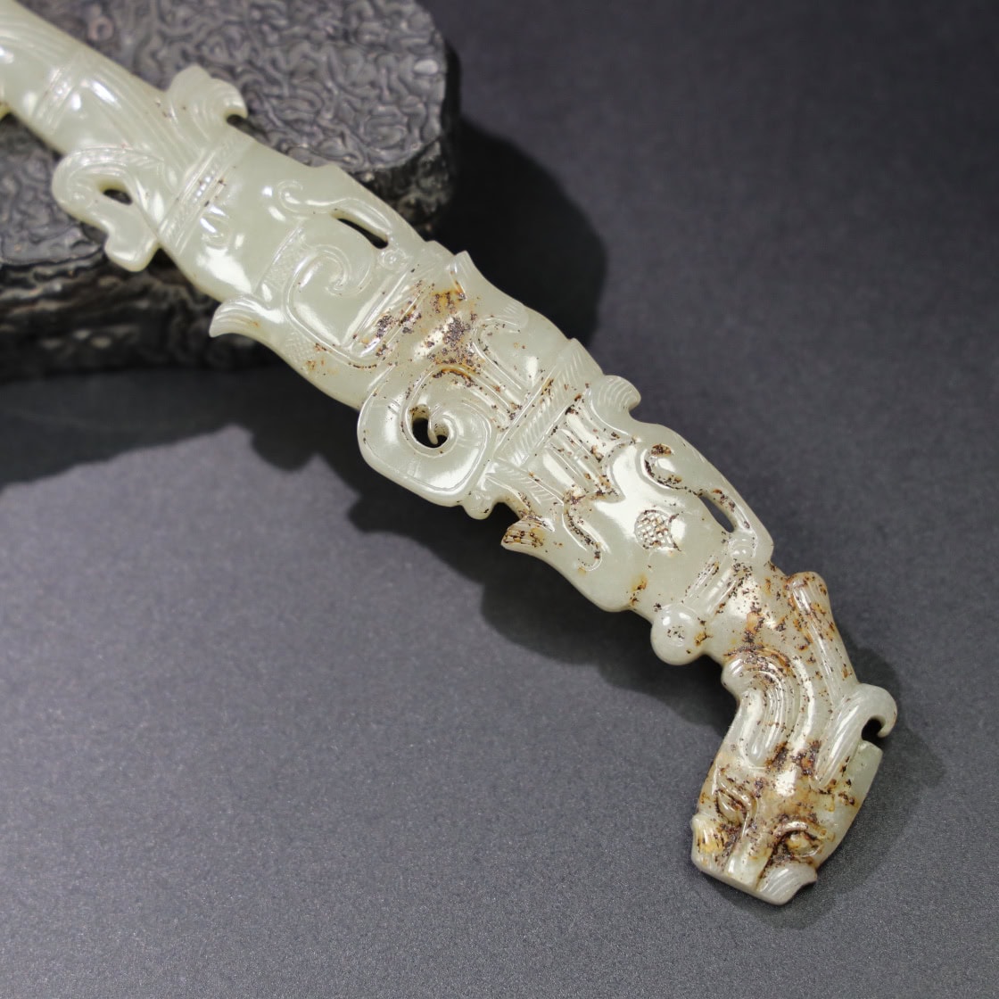 Chinese Natural Jade Carved Hooks