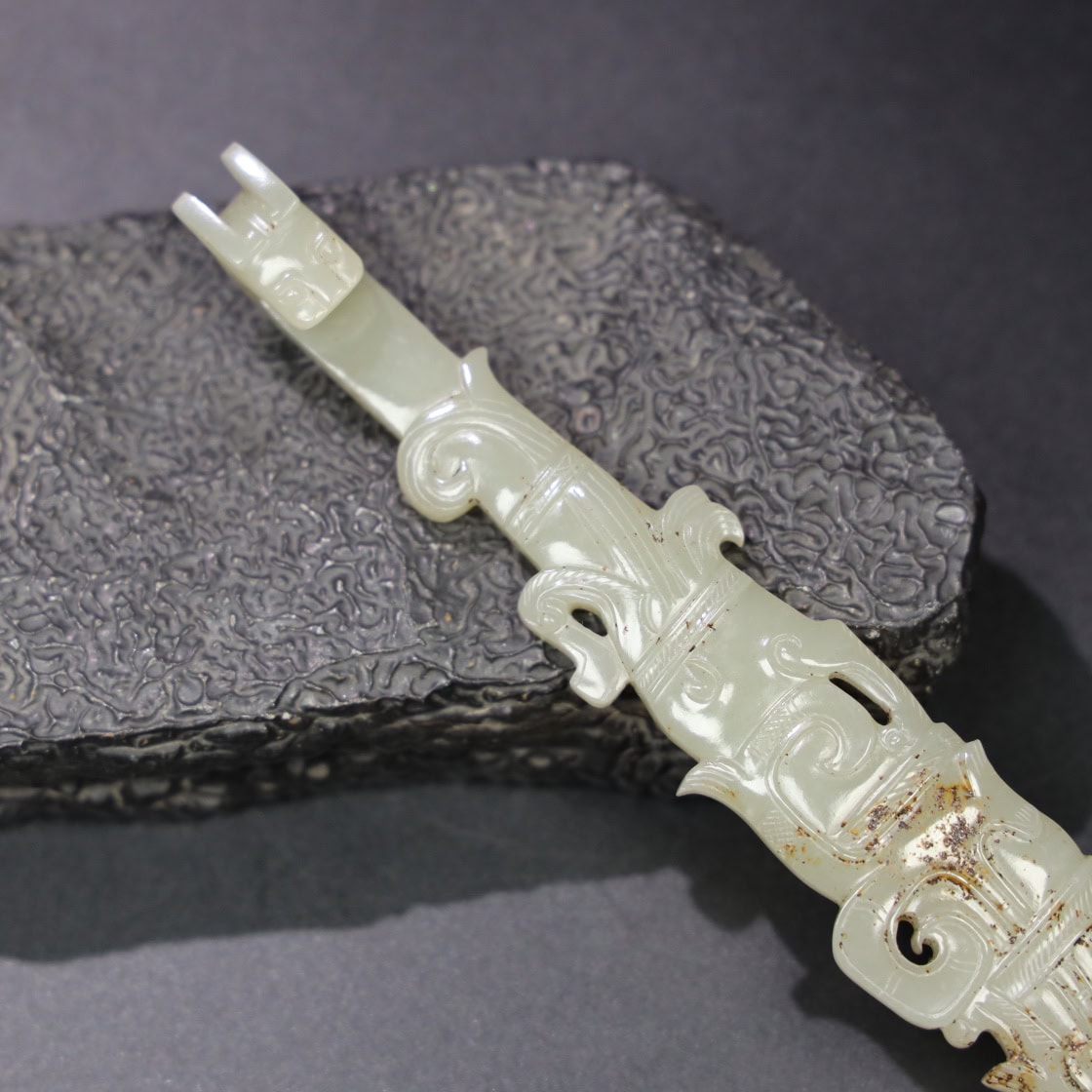 Chinese Natural Jade Carved Hooks