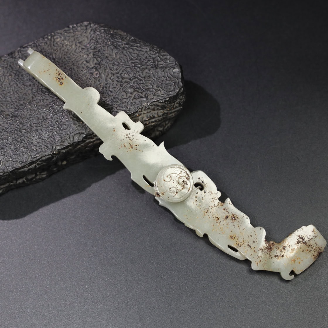 Chinese Natural Jade Carved Hooks