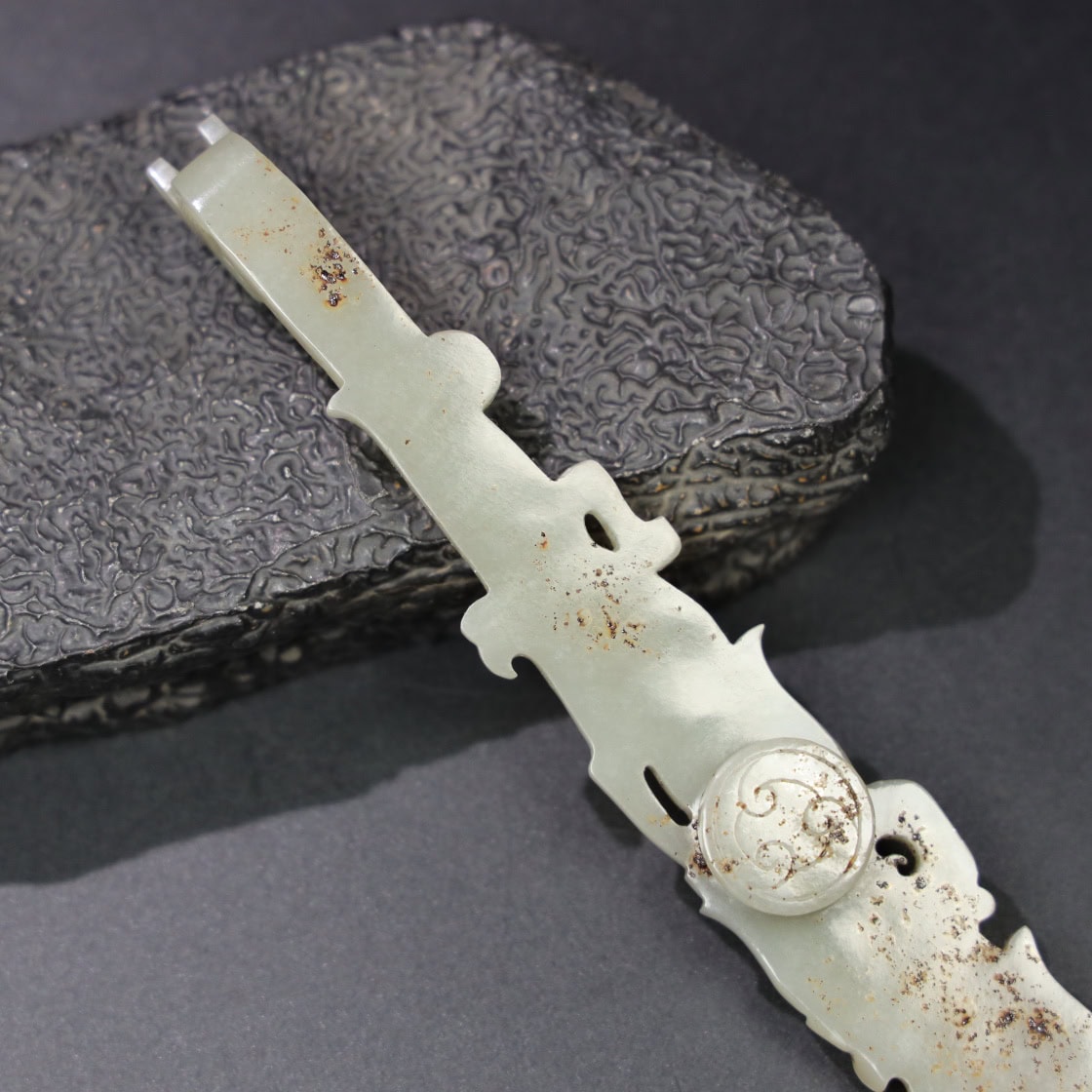 Chinese Natural Jade Carved Hooks