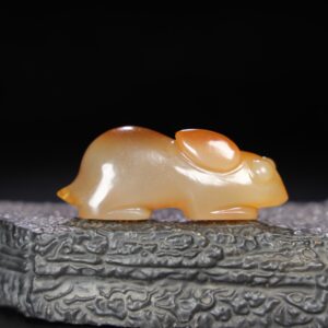 Chinese Natural Jade Carved Rabbit