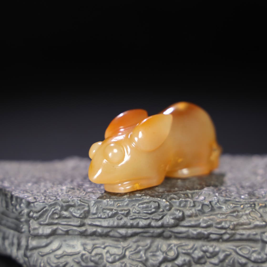 Chinese Natural Jade Carved Rabbit
